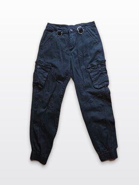 American Bazi Black Cargo Jogger Pants D-Ring Utility Size Large Cotton